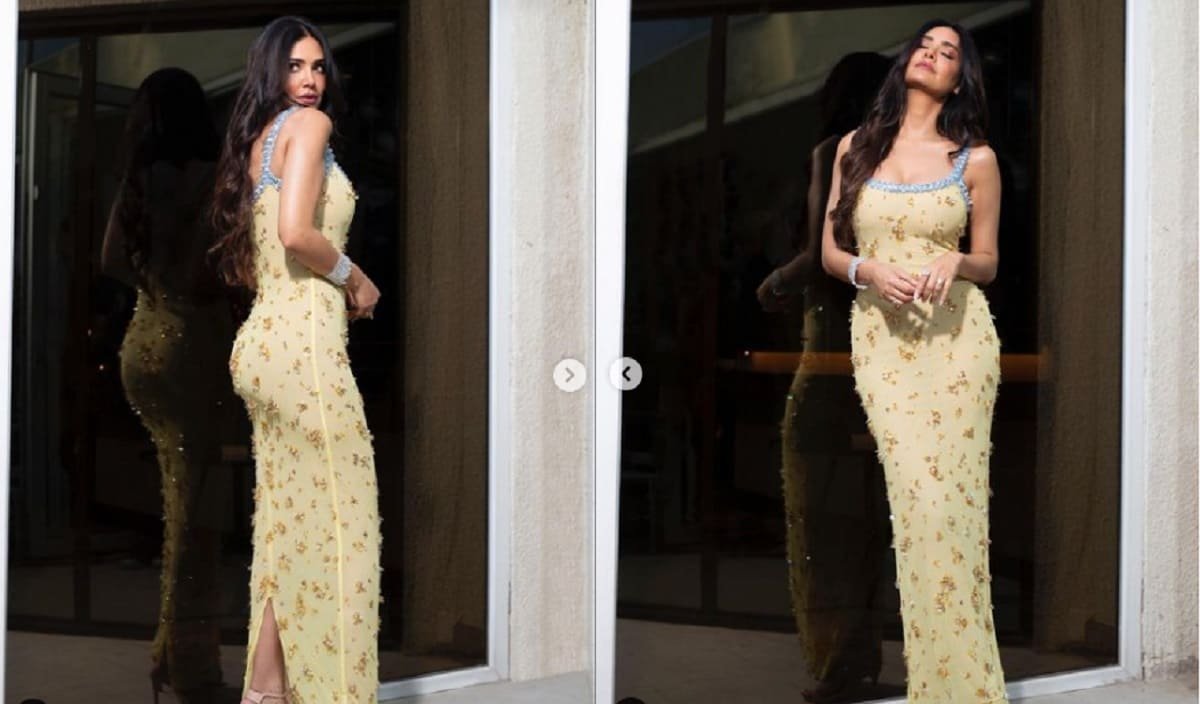 Esha gupta in Pista midi gown